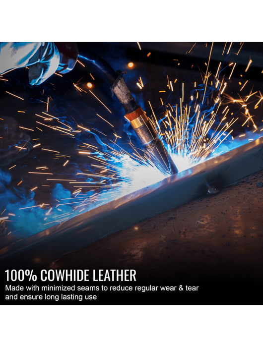 Premium Multi-Hazard Reinforced Cowhide Leather Welding Gloves with Fleece Lining, ANSI/ISEA 105 Cut Level A2
