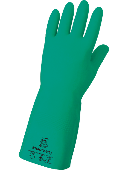 Supported Nitrile Glove, 13", 10-Gauge Seam Free Sewn w/DuPont™ Kevlar® Fiber Liner, Raised Diamond Pattern, ANSI Cut Level A2