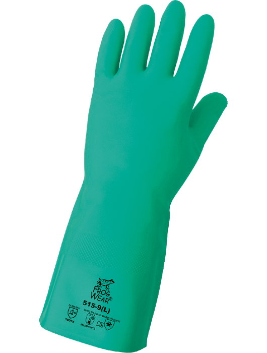 Unsupported 12-Mil. Nitrile Glove, Green, Unlined, Raised Diamond Pattern Grip, Sraight cuff, 13"