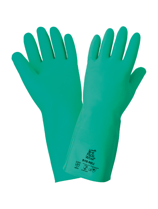 Unsupported 12-Mil. Nitrile Glove, Green, Unlined, Raised Diamond Pattern Grip, Sraight cuff, 13"