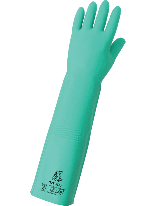 FrogWear® 22 mil Green Heavyweight Unsupported Nitrile, Raised Diamond Grip, 18"
