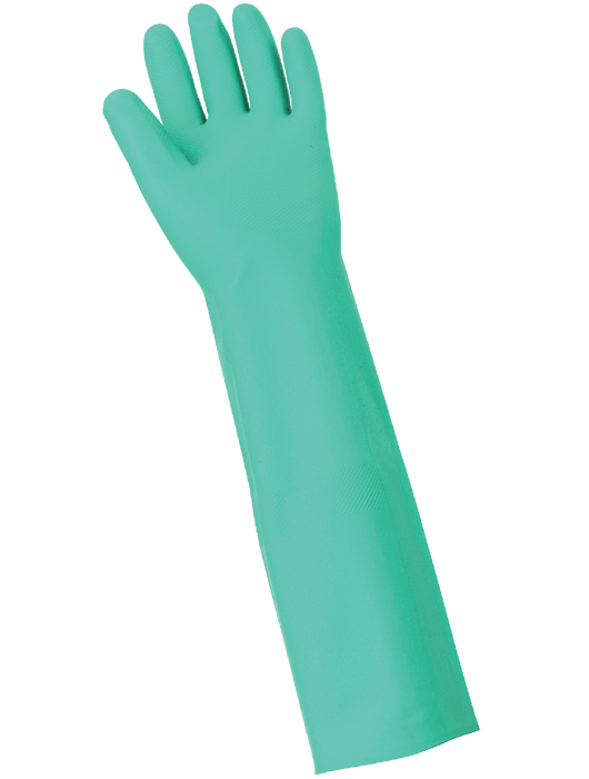 FrogWear® 22 mil Green Heavyweight Unsupported Nitrile, Raised Diamond Grip, 18"