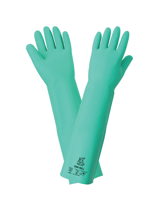 FrogWear® 22 mil Green Heavyweight Unsupported Nitrile, Raised Diamond Grip, 18"