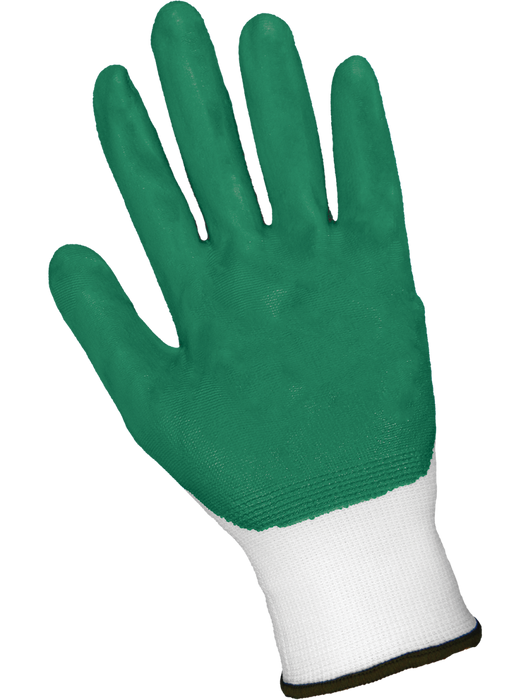 Gripster® Ultra-Light, Solid Green Nitrile, White 13-Gauge Nylon Shell