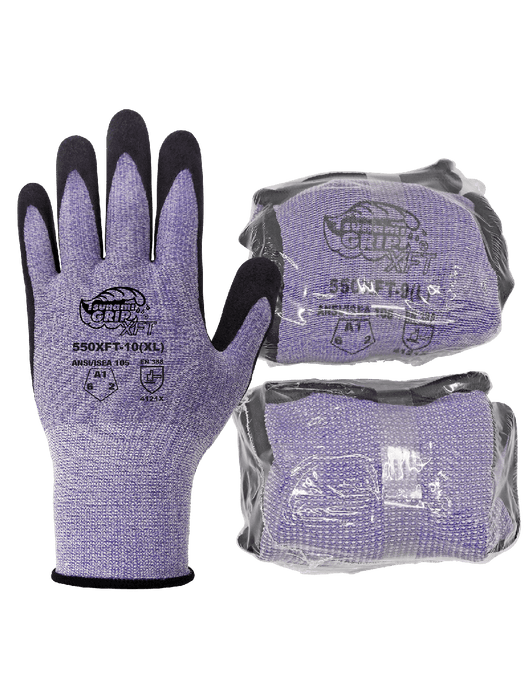 Tsunami Grip® Xtreme Foam Technology Palm Dipped, 13g Purple Polyester/Spandex Shell, Anti-Static/Electrostatic Compliant For Use in ESD Protection Areas, Vend Pack