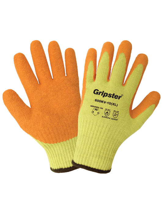 Gripster® 10g Aralene® Sewn Shell, Flat Dipped Orange Etched Rubber Coating, ANSI/ISEA 105 Cut Level A6