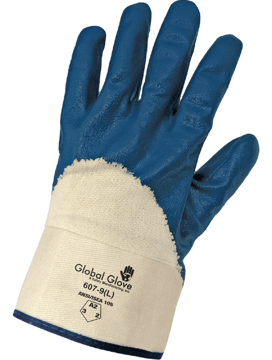 Blue 3/4 Dipped Solid Nitrile, Two Piece Jersey Liner, Safety Cuff