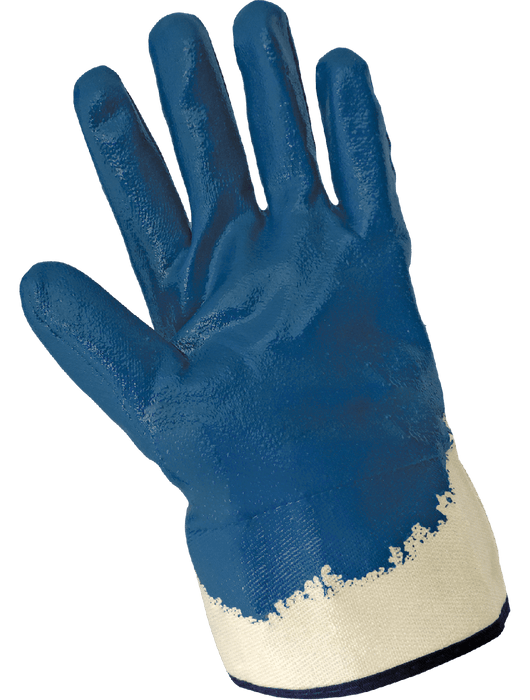 Blue 3/4 Dipped Solid Nitrile, Two Piece Jersey Liner, Safety Cuff