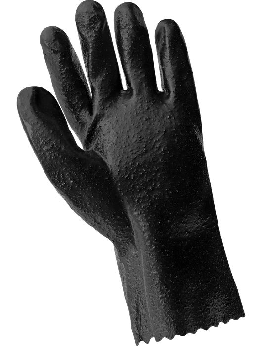 Economy 10" Black PVC, Cotton Interlock Liner, Semi-Rough Finish Grip, Gauntlet Cuff, Large