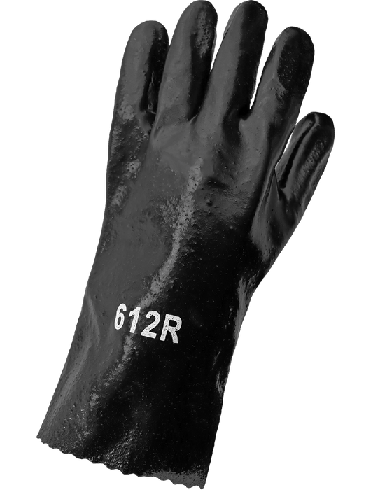 Economy PVC Chemical Handling Glove on Interlock Liner, 12" Gauntlet Cuff