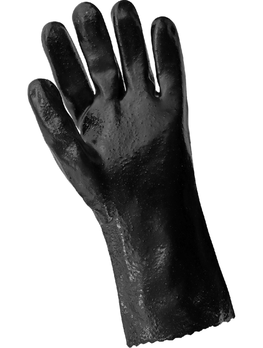 Economy PVC Chemical Handling Glove on Interlock Liner, 12" Gauntlet Cuff