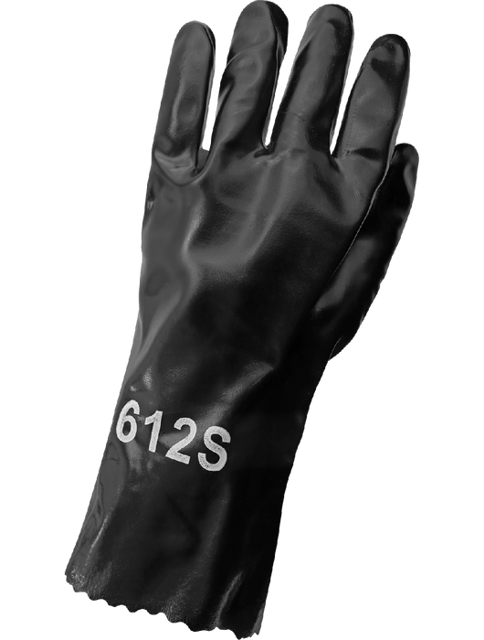 Economy PVC Chemical Handling Glove on Interlock Liner, 12" Gauntlet Cuff