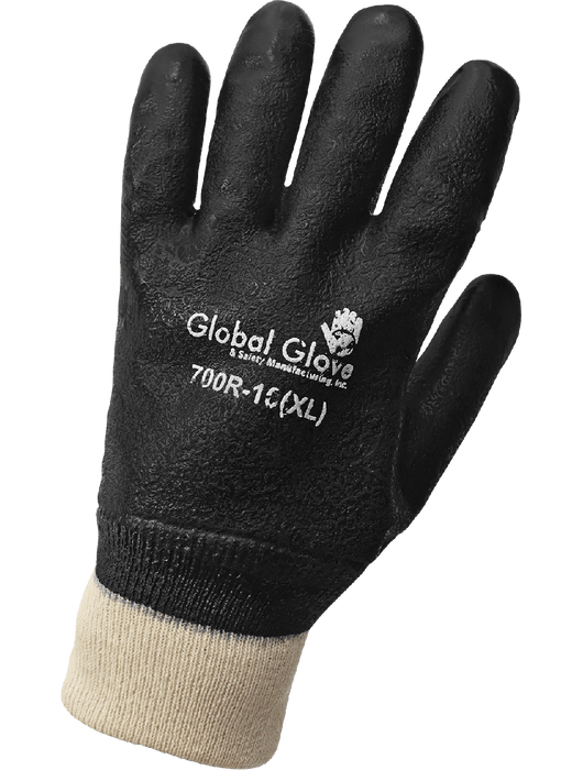 Jersey Liner Double-Coated with Black PVC Chemical Handling Gloves