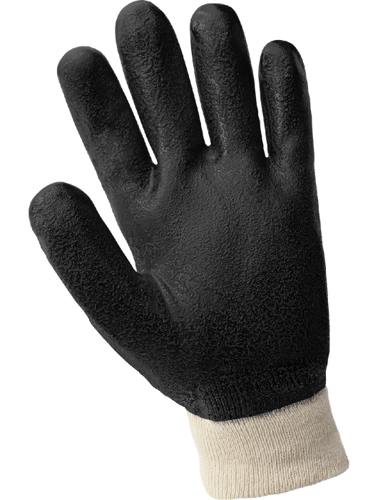 Jersey Liner Double-Coated with Black PVC Chemical Handling Gloves
