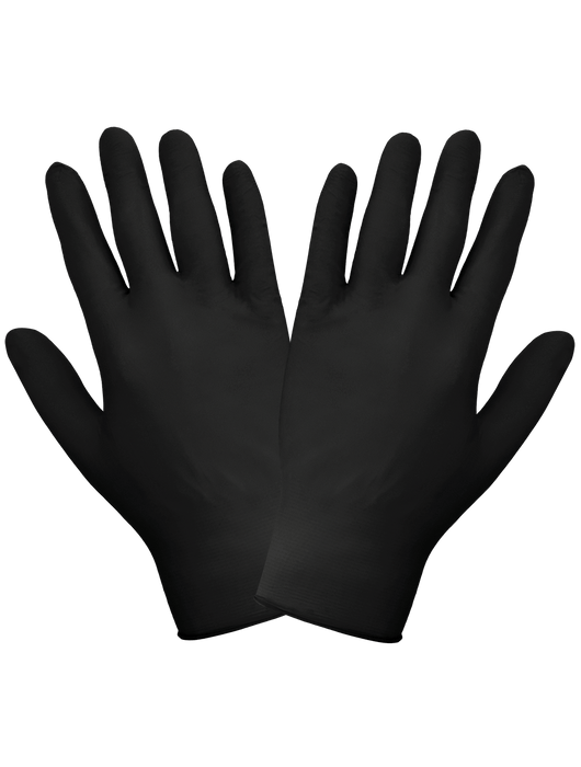 Nitrile, Powder-Free Industrial-Grade Disposable Gloves, Black , 3.5 mil., 9.5"