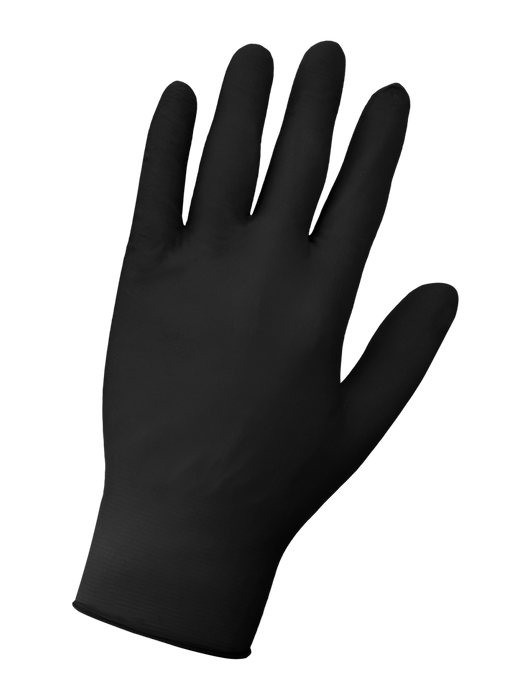 Nitrile, Powder-Free Industrial-Grade Disposable Gloves, Black , 3.5 mil., 9.5"