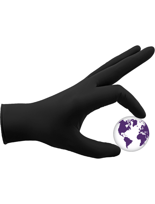 Disposable Glove, 5 mil Black Nitrile Powder-Free, Textured Finish, Ambidextrous, Industrial Grade, 9", Rolled/Beaded Cuff