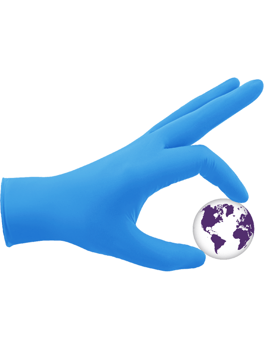 Dispsoable Glove, 3½ mil Blue Nitrile, Powder-Free, Textured Finish, Ambidextrous, Industrial Grade, 9", Rolled/Beaded Cuff