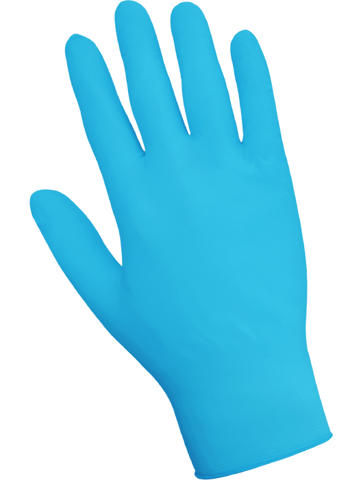 Disposable Glove, 5 mil Blue Nitrile, Powder-Free, Textured Finish, Ambidextrous, Industrial Grade, 9", Rolled/Beaded Cuff