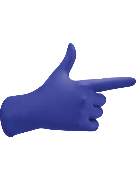 Disposable Glove, 5 mil Royal Blue Nitrile Powder-Free, Textured Fingertips, Ambidextrous, Medical Grade, 9½", Rolled/Beaded Cuff, Component Materials Comply w/FDA Regulations for Food Contact