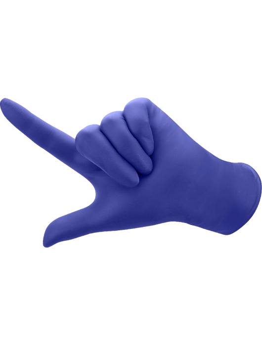 Disposable Glove, 5 mil Royal Blue Nitrile Powder-Free, Textured Fingertips, Ambidextrous, Medical Grade, 9½", Rolled/Beaded Cuff, Component Materials Comply w/FDA Regulations for Food Contact