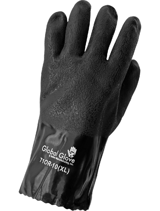 Premium Double-Dipped Black PVC, Brushed Jersey Liner, Sandpaper Grip, 10" Gauntlet Cuff, X-Large
