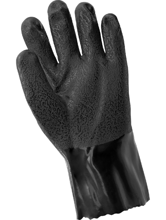 Premium Double-Dipped Black PVC, Brushed Jersey Liner, Sandpaper Grip, 10" Gauntlet Cuff, X-Large