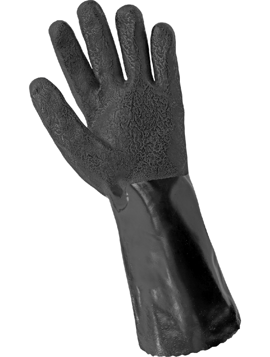 Premium Double-Dipped Black PVC, Brushed Jersey Liner, Sandpaper Grip, 14" Gauntlet Cuff, X-Large