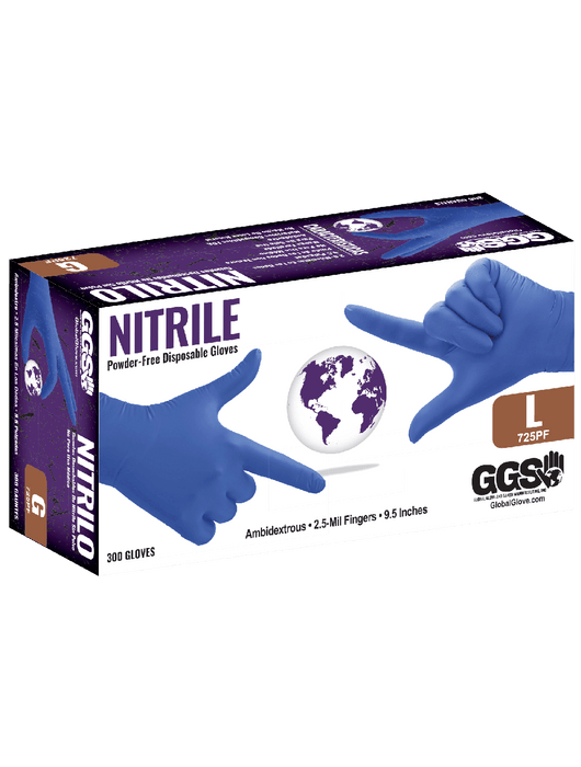 Disposable Glove- 2½ mil Dark Violet Nitrile, Powder-Free, 9.5", Textured Fingertips