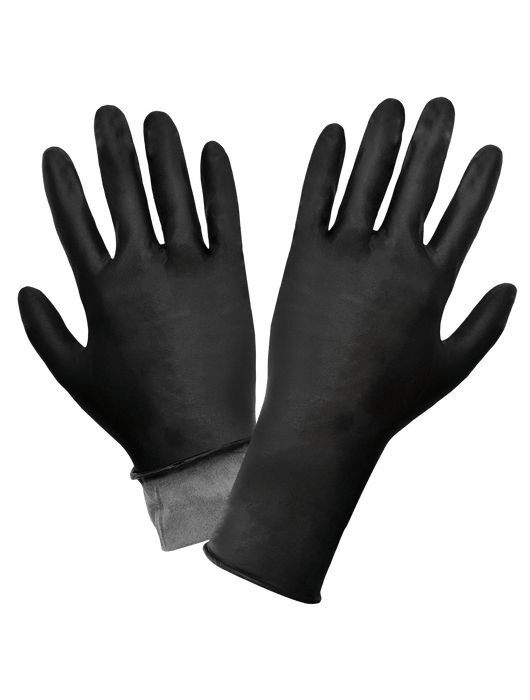 Panther-Guard® Disposable Glove 8 mil Black Flocklined Nitrile, Textured Grip, 11"