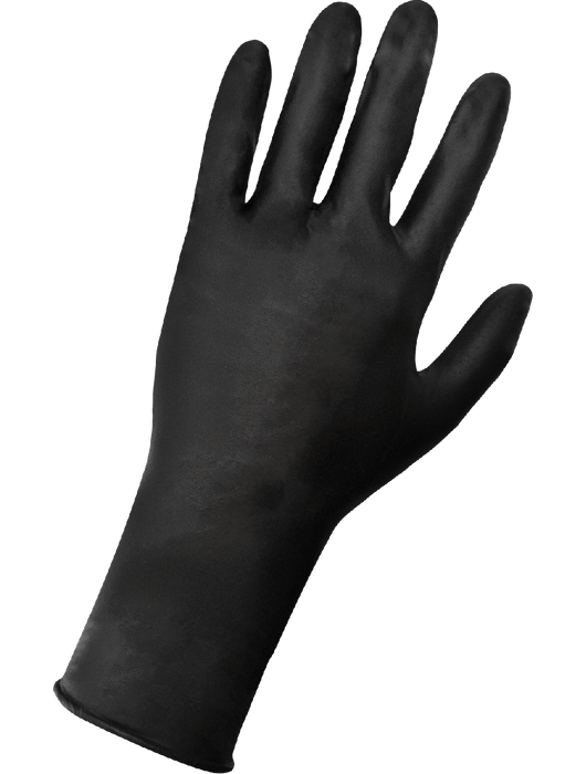 Panther-Guard® Disposable Glove 8 mil Black Flocklined Nitrile, Textured Grip, 11"