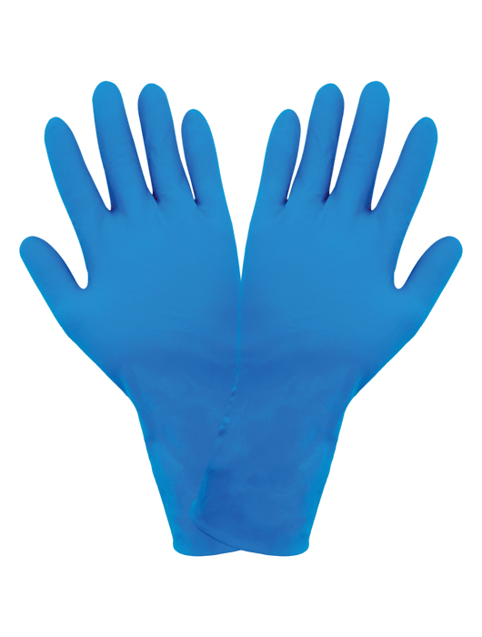Disposable Glove, 8 mil. Blue Powder-Free Nitrile, 11", Rolled/Beaded Cuff