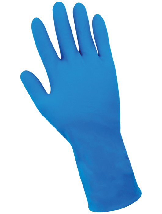 Disposable Glove, 8 mil. Blue Powder-Free Nitrile, 11", Rolled/Beaded Cuff