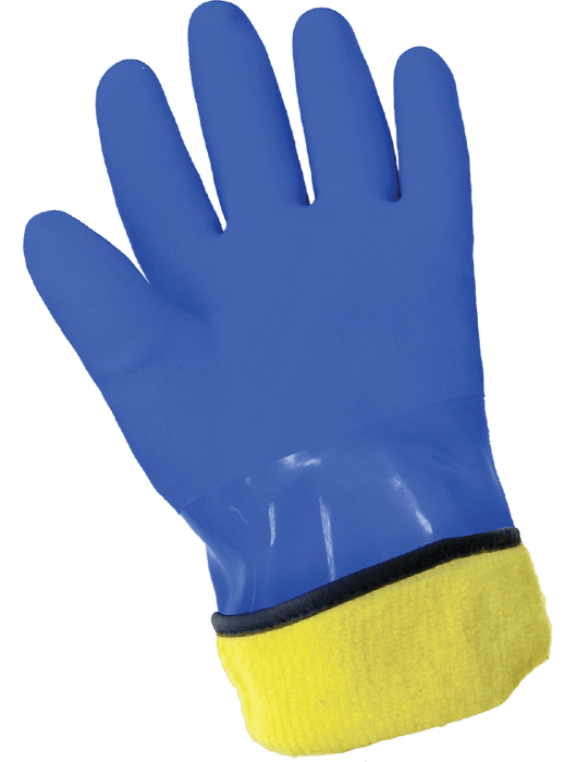 FrogWear® 12" Supported Chemical Handling Gloves, Triple-Dipped in Premium-Grade Blue PVC, 13g Seamless Cotton Liner Plus 7g Brushed Acrylic Terry Cloth Dual Inner Liner