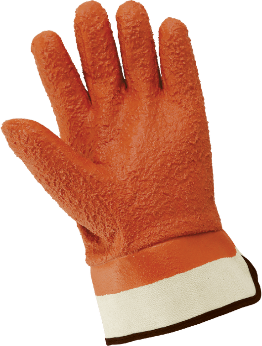 FrogWear® Orange PVC, Jersey Cotton Lined w/Foam Insulation, Rough Finish Grip, Safety Cuff, ANSI/ISEA 105 cut level A2, Universal