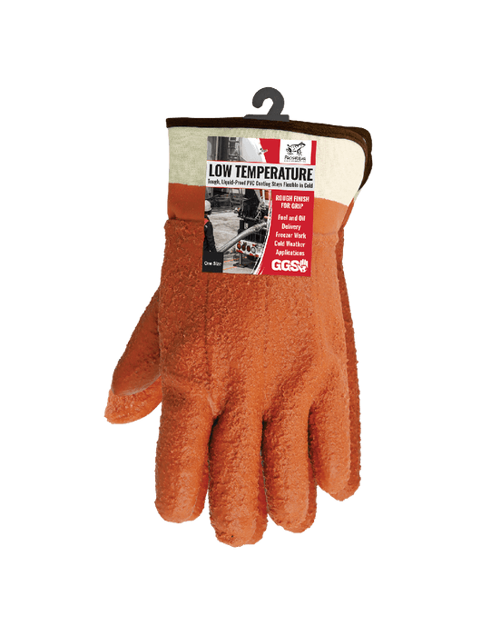 FrogWear® Orange PVC, Jersey Cotton Lined w/Foam Insulation, Rough Finish Grip, Safety Cuff, ANSI/ISEA 105 cut level A2, Universal