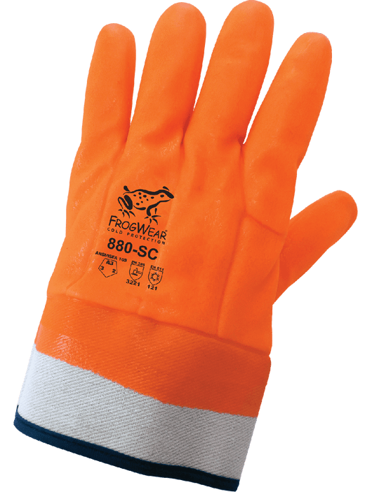 FrogWear® Cold Protection Hi-Vis. Insulated Double-Coated PVC Waterproof Chemical Gloves with Cut, Abrasion, & Puncture Resistance, ANSI/ISEA 105 Cut Level A3