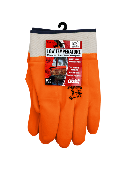 FrogWear® Cold Protection Hi-Vis. Insulated Double-Coated PVC Waterproof Chemical Gloves with Cut, Abrasion, & Puncture Resistance, ANSI/ISEA 105 Cut Level A3