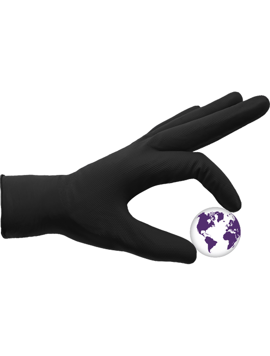 Panther-Guard® Disposable Gloves, 6 mil Black Nitrile, Powder-Free, Raised Micro Diamond Pattern, 9½"