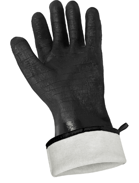 FrogWear® Multi-Dipped in Premium Grade Heavy Black Neoprene, Antimicrobial Treated Brushed Insulated, Double-Layer Inner Liner,  Rough-Etched Finish, 14", FDA Compliant