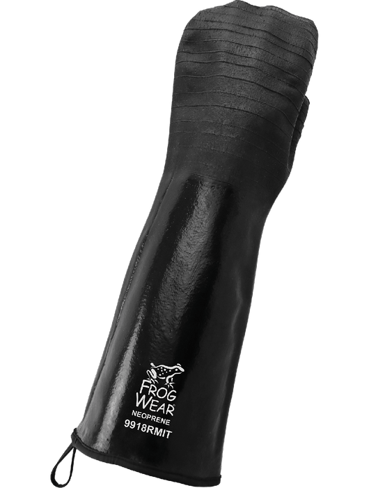 FrogWear® Supported Chemical Handling Mittens, Multi-Dipped in Premium-Grade Heavy Black Neoprene, Antimicrobial Treated Brushed Insulated Double-Layer Inner Liner, Rough-Etched Finish, Gauntlet Cuff, 18", FDA Compliant, Universal