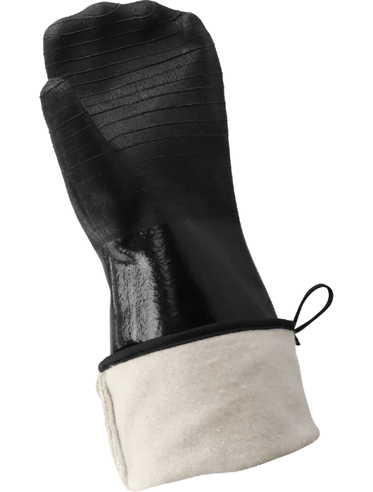 FrogWear® Supported Chemical Handling Mittens, Multi-Dipped in Premium-Grade Heavy Black Neoprene, Antimicrobial Treated Brushed Insulated Double-Layer Inner Liner, Rough-Etched Finish, Gauntlet Cuff, 18", FDA Compliant, Universal