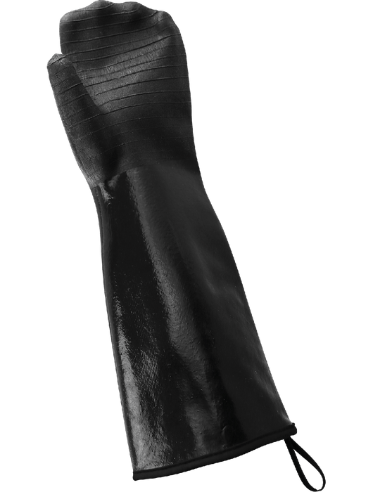 FrogWear® Supported Chemical Handling Mittens, Multi-Dipped in Premium-Grade Heavy Black Neoprene, Antimicrobial Treated Brushed Insulated Double-Layer Inner Liner, Rough-Etched Finish, Gauntlet Cuff, 18", FDA Compliant, Universal