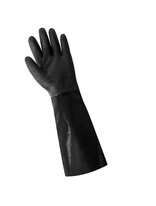 FrogWear® Multi-Dipped in Premium Grade Heavy Black Neoprene, Antimicrobial-Treated Cotton Interlock Liner, Rough-Etched Finish, 18" Gauntlet Cuff, ANSI/ISEA 105 cut level A2, Universal
