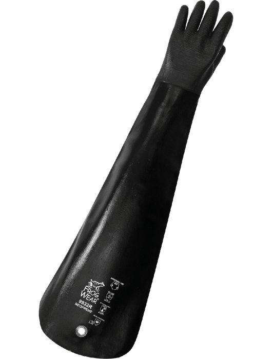 FrogWear® Multi-Dipped in Premium-Grade Heavy Black Neoprene, Antimicrobial Treated Cotton Interlock Liner, Rough-Etched Finish, 32" Gauntlet Cuff, ANSI/ISEA 105 cut level A2, Universal