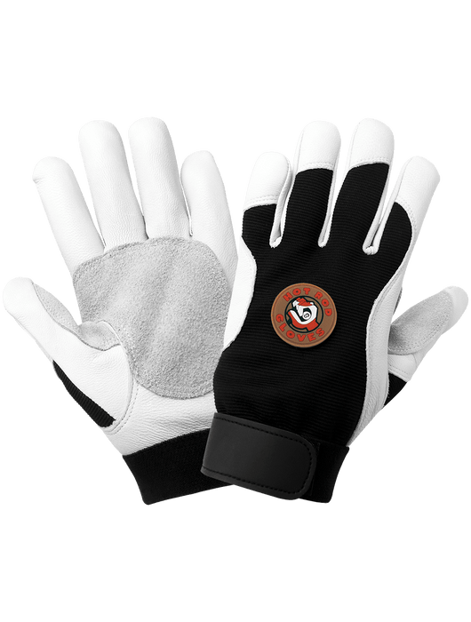 Premium-Grade Goatskin Leather Palm Mechanics Style Gloves with a Multi-Hazard Anti-Shock/Vibration Dampening Palm, ANSI/ISEA 105 Cut Level A3