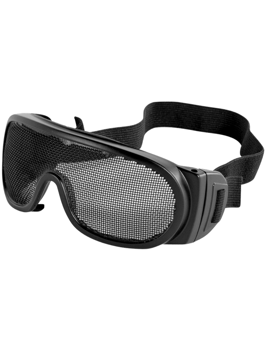 Wire Mesh Lens, Matte Black Frame Safety Goggles