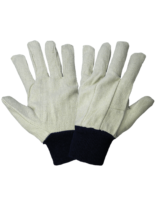 12 oz. Cotton/Polyester Canvas Gloves, Knit Wrist, Clute Cut, Men's