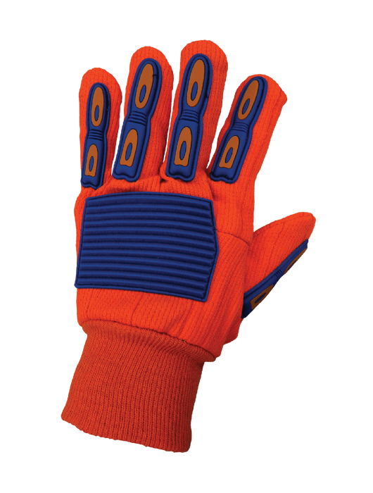 Corded Orange 18 oz. Cotton/Polyester Gloves with TPU Impact Protection, ANSI/ISEA 105 Cut Level A2