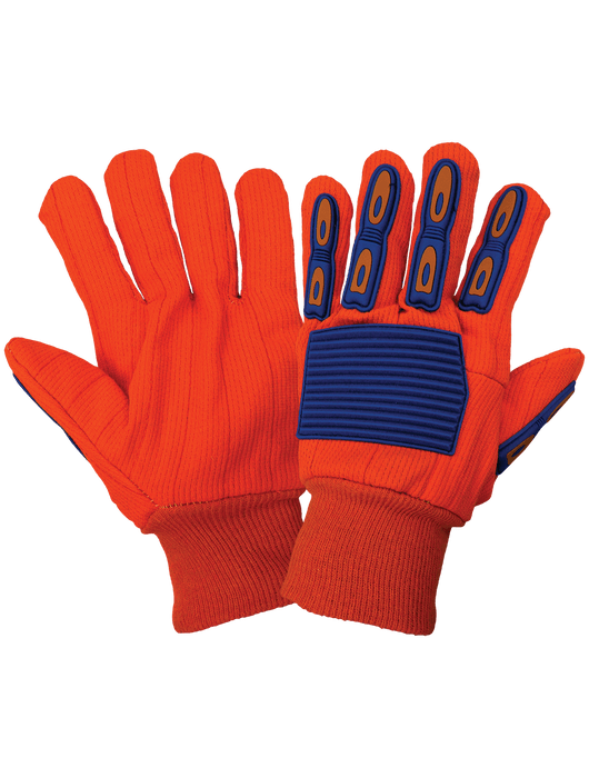 Corded Orange 18 oz. Cotton/Polyester Gloves with TPU Impact Protection, ANSI/ISEA 105 Cut Level A2